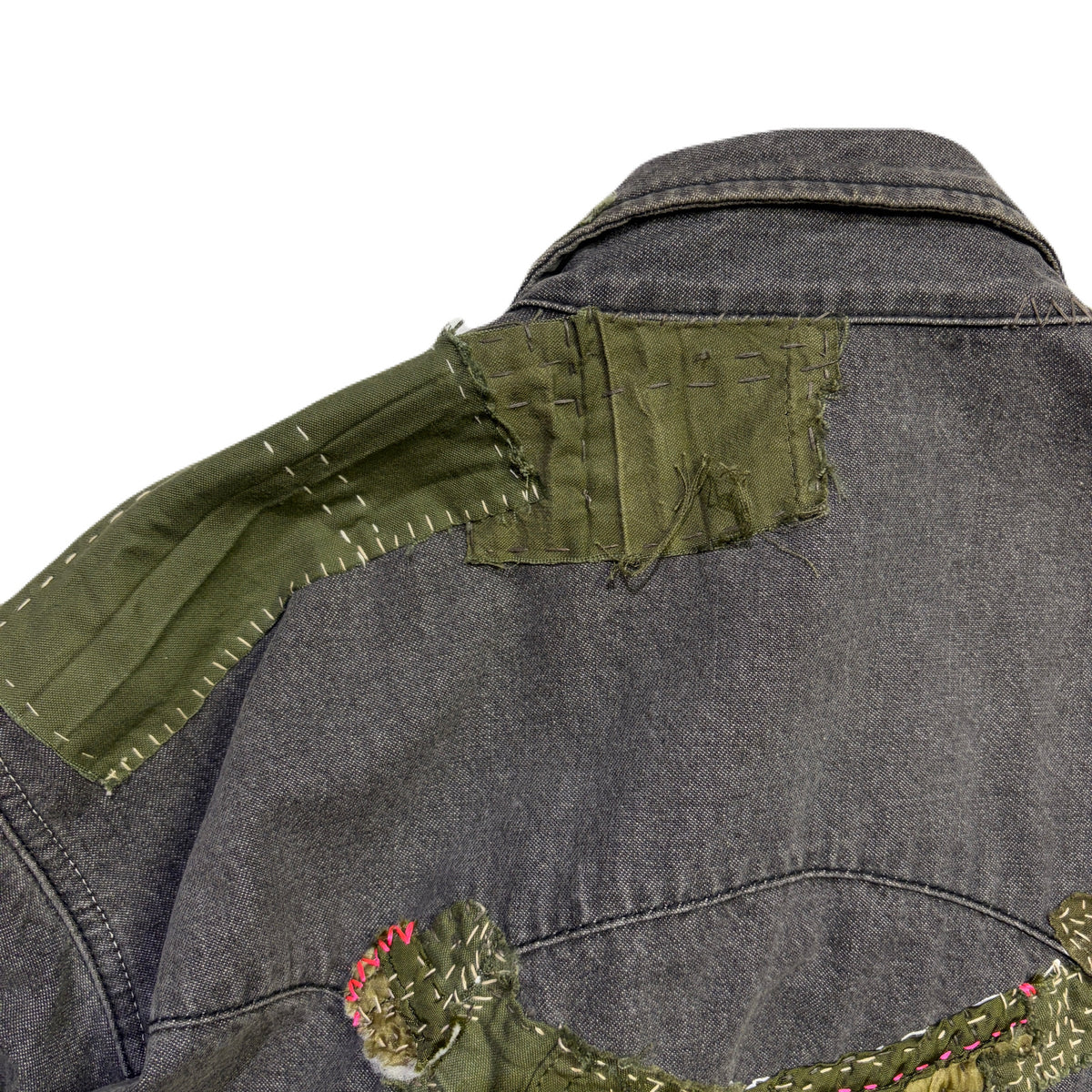 JunAle SASHIKO 8oz DENIM SHIRTS DUNKWELL / BLACK
