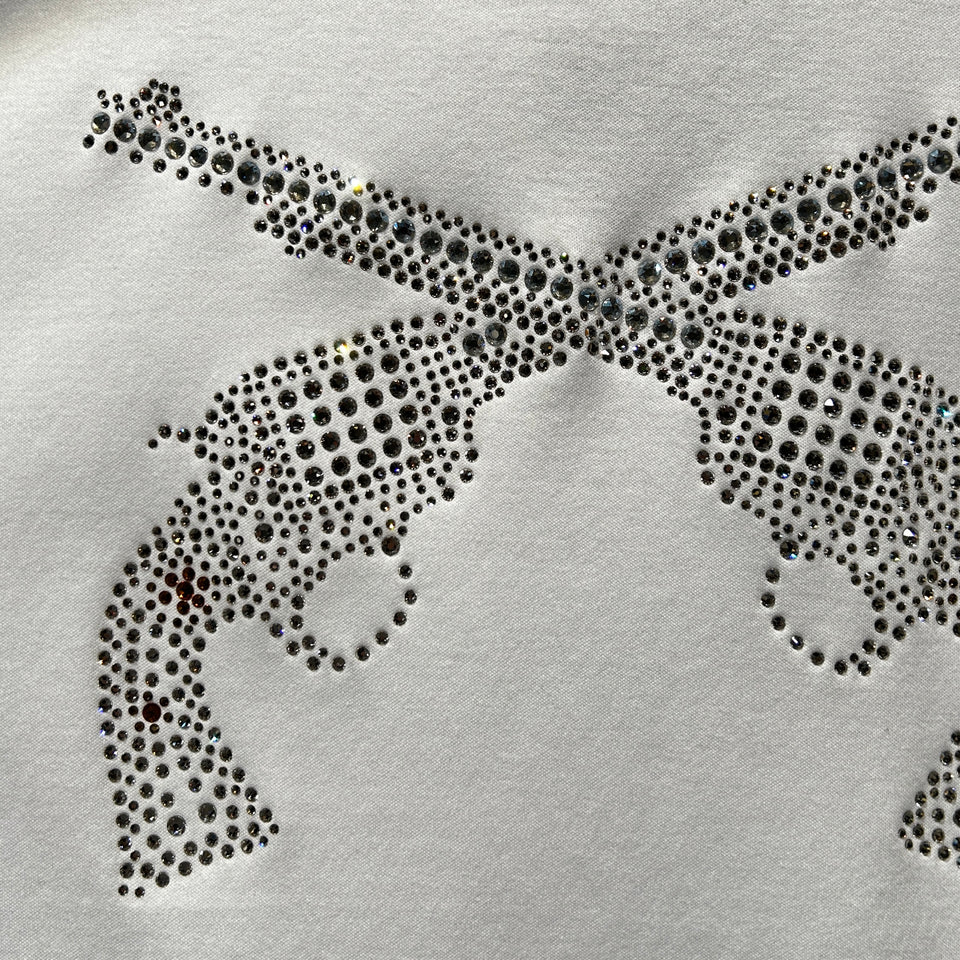 画像をギャラリービューアに読み込む, WOMENS CROSSGUN CRYSTAL T-SHIRT / WHITE