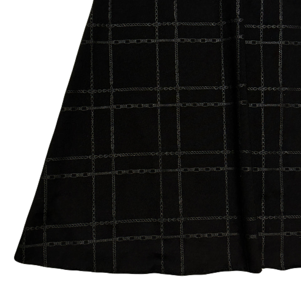 画像をギャラリービューアに読み込む, WOMENS CHAIN CHECK SKIRT / BLACK*BLACK