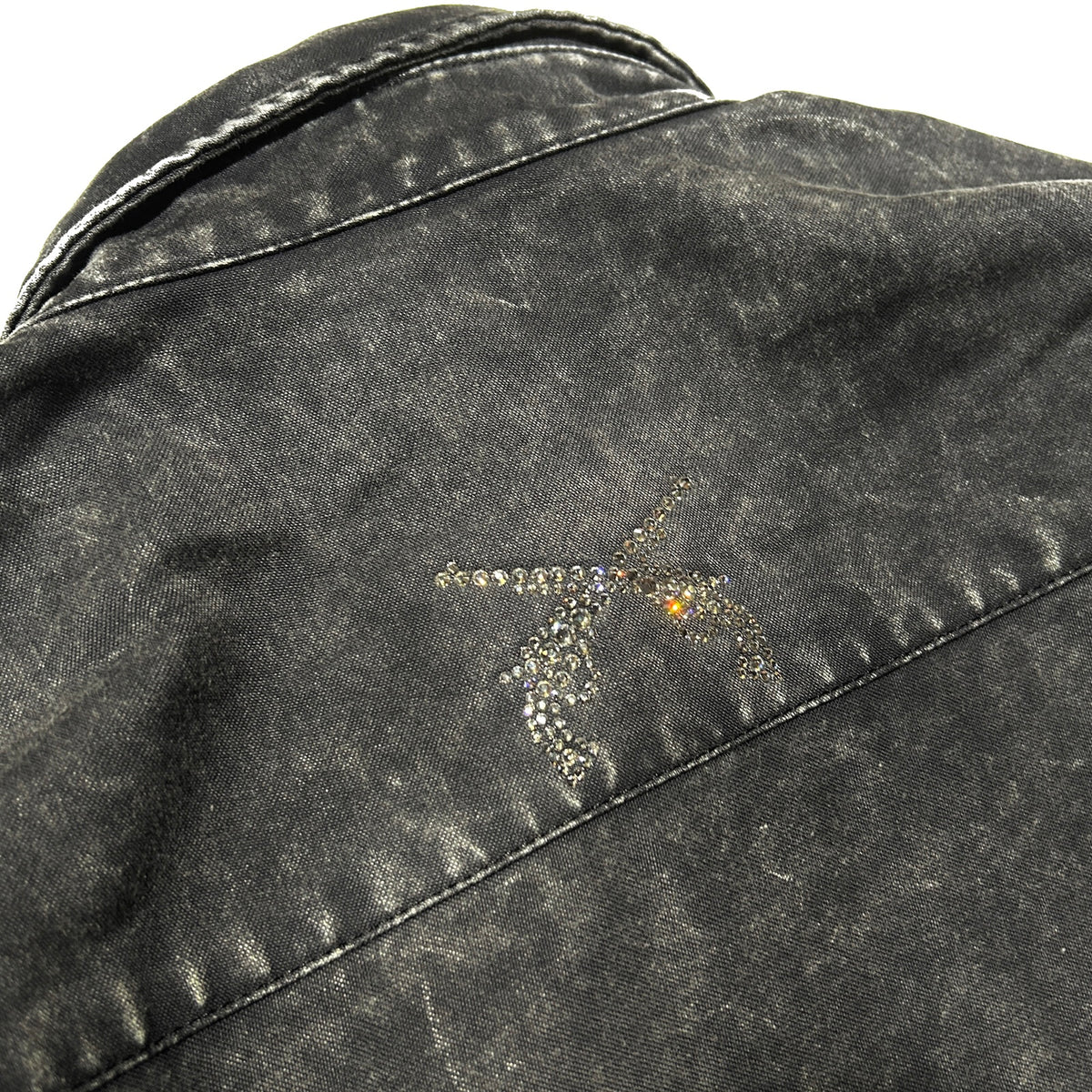 BACK SATIN SHIRT JACKET / BLACK