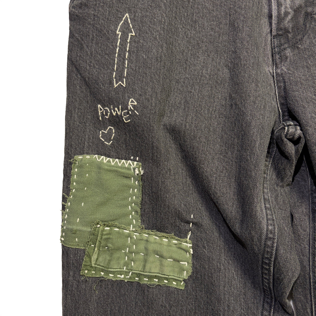 JunAle SASHIKO 12oz DENIM PANTS / BLACK