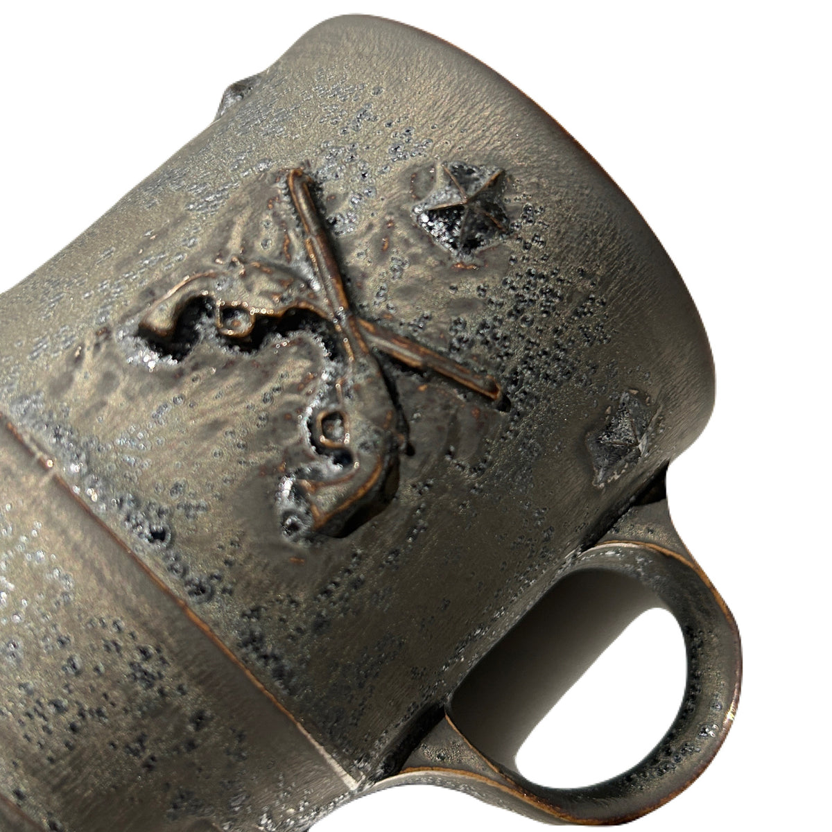 SHIRO HAMANAKA CROSSGUN MUG  6 STARS *EMBOSS  / ASH BLACK