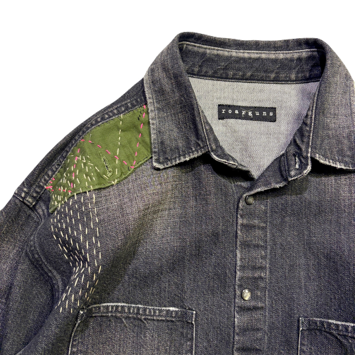 JunAle SASHIKO 11.9oz DENIM SHIRT SMILY/ BLACK