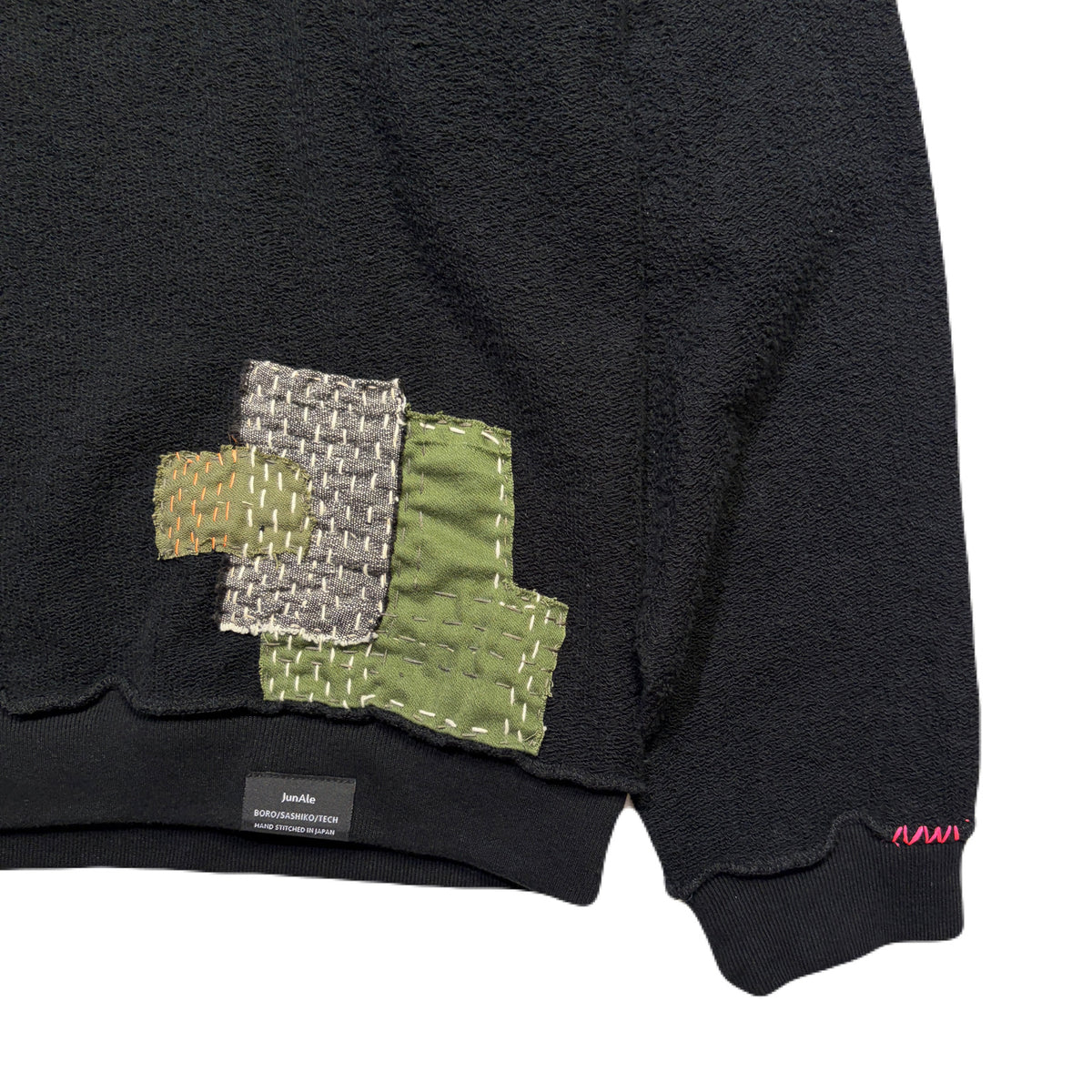 JunAle SASHIKO SWEATSHIRT EMBLEM / BLACK