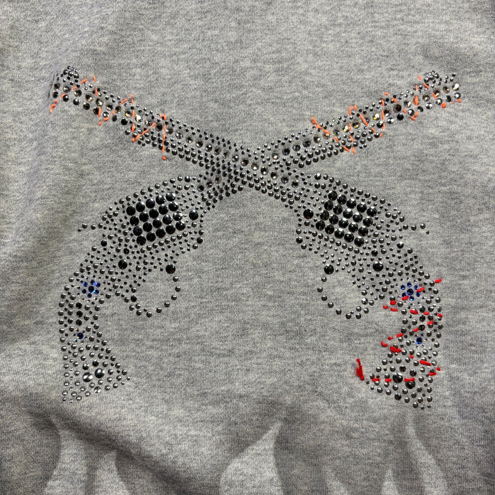 将图片加载到图库查看器，JunAle SASHIKO FLEECY HOODIE FIRE PATTERN / GRAY