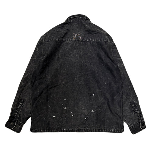 BACK SATIN SHIRT JACKET / BLACK