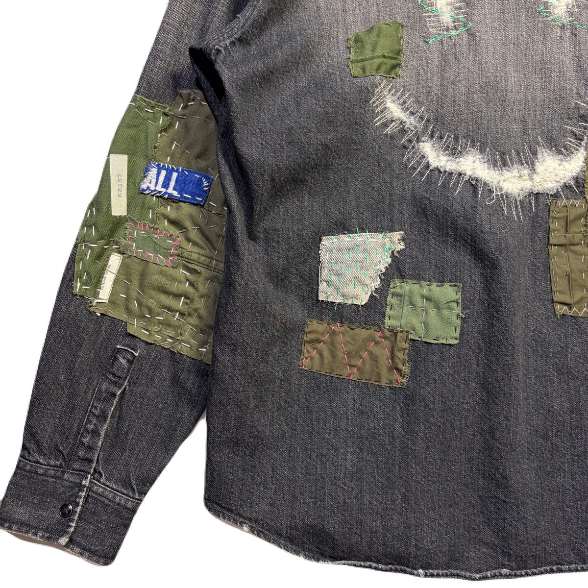 JunAle SASHIKO 11.9oz DENIM SHIRT SMILY/ BLACK