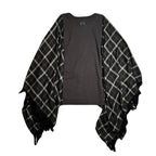 OMBRE CHECK PONCHO CRYSTAL / BLACK