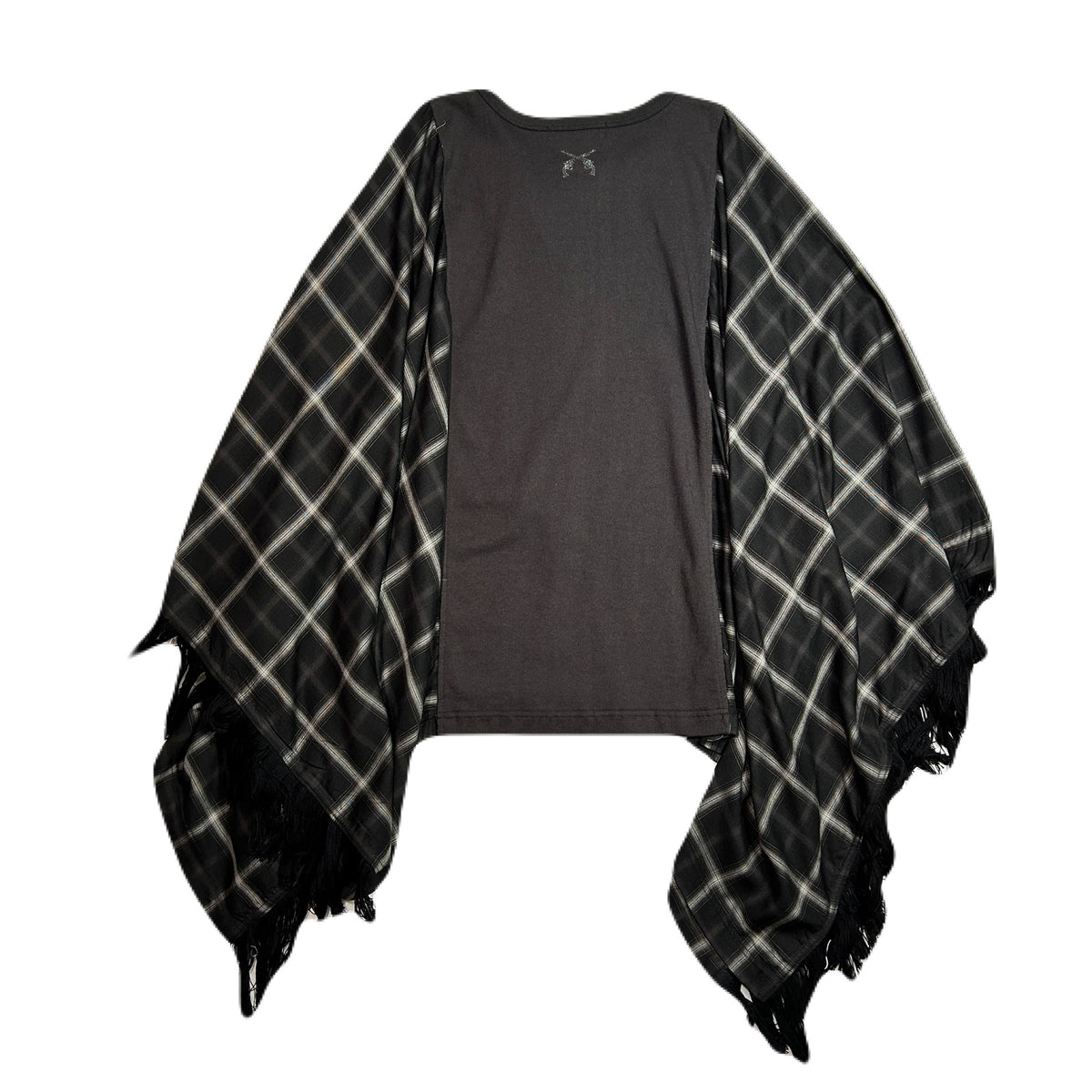 OMBRE CHECK PONCHO CRYSTAL / BLACK