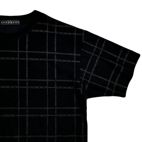 CHAIN CHECK PRINT T-SHIRT / BLACK*BLACK