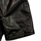 COW LEATHER SHORTS CROSSGUN WAPPEN / BLACK