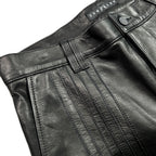 COW LEATHER SHORTS CROSSGUN WAPPEN / BLACK