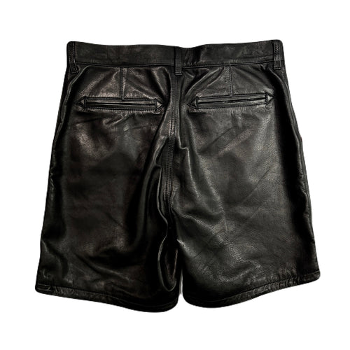 COW LEATHER SHORTS / BLACK