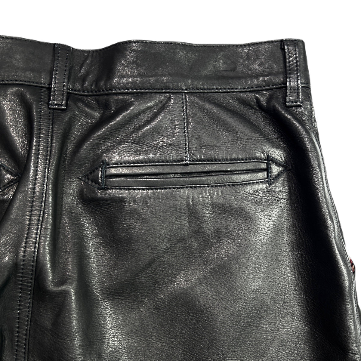 COW LEATHER SHORTS CROSSGUN WAPPEN / BLACK
