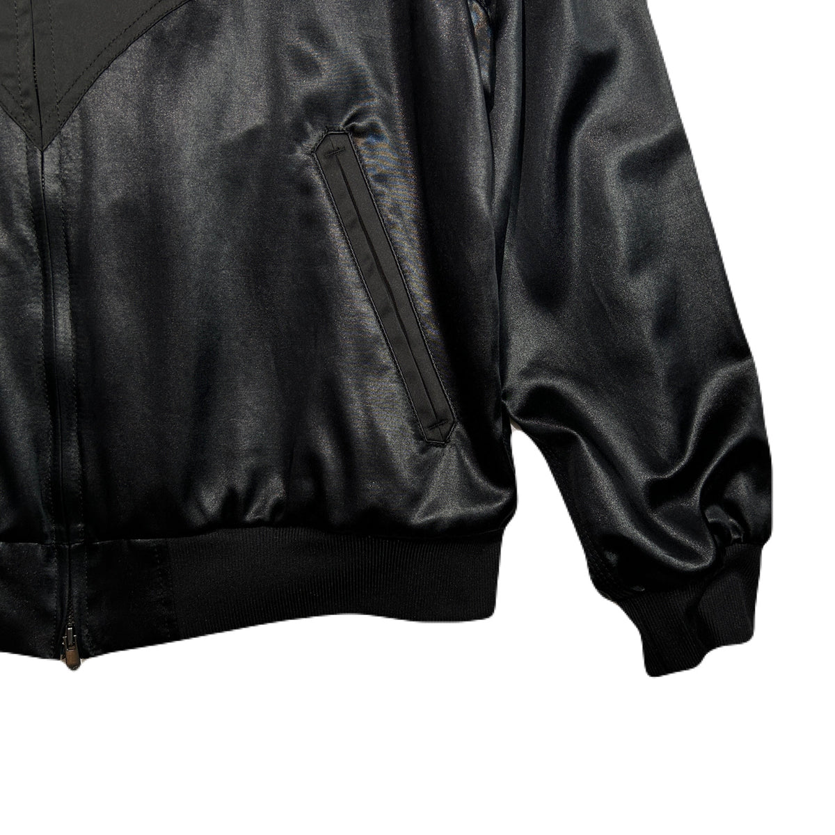 SATIN JACKET EAGLE EMBROIDERY / BLACK
