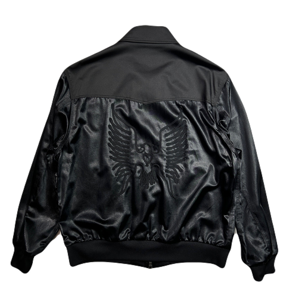 SATIN JACKET EAGLE EMBROIDERY / BLACK