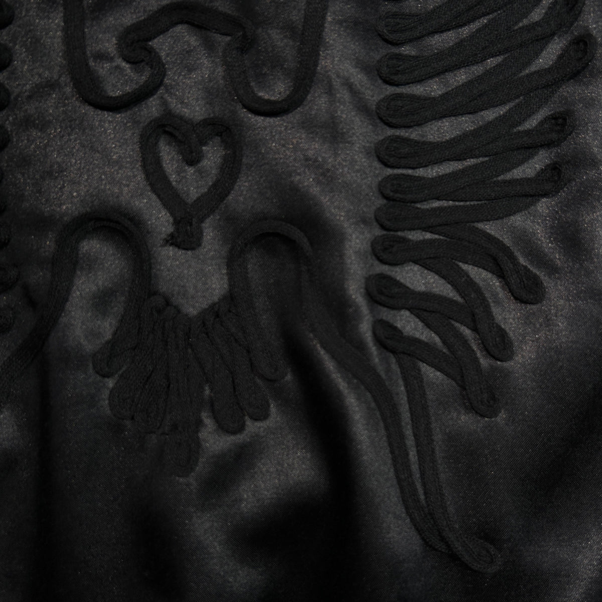 SATIN JACKET EAGLE EMBROIDERY / BLACK