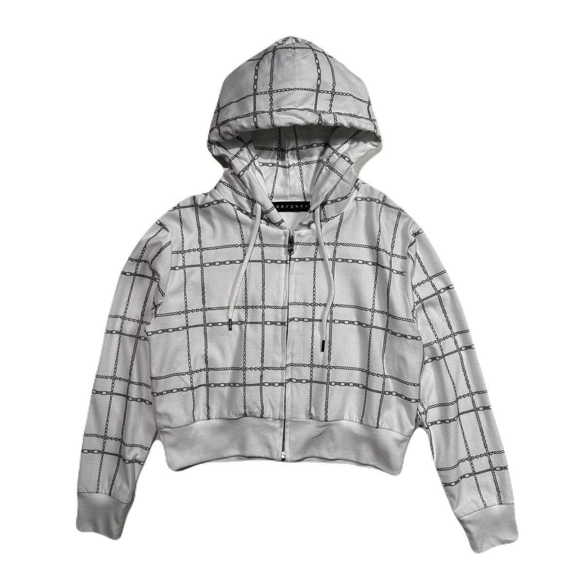 WOMENS CHAIN CHECK HOODIE / WHITE*SILVER