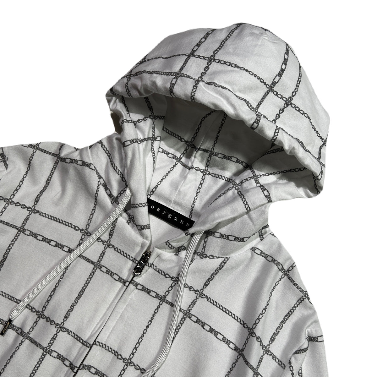 WOMENS CHAIN CHECK HOODIE / WHITE*SILVER