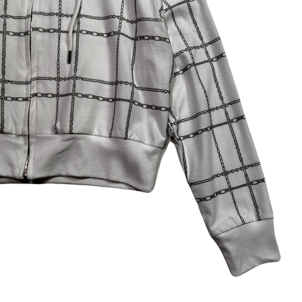 WOMENS CHAIN CHECK HOODIE / WHITE*SILVER