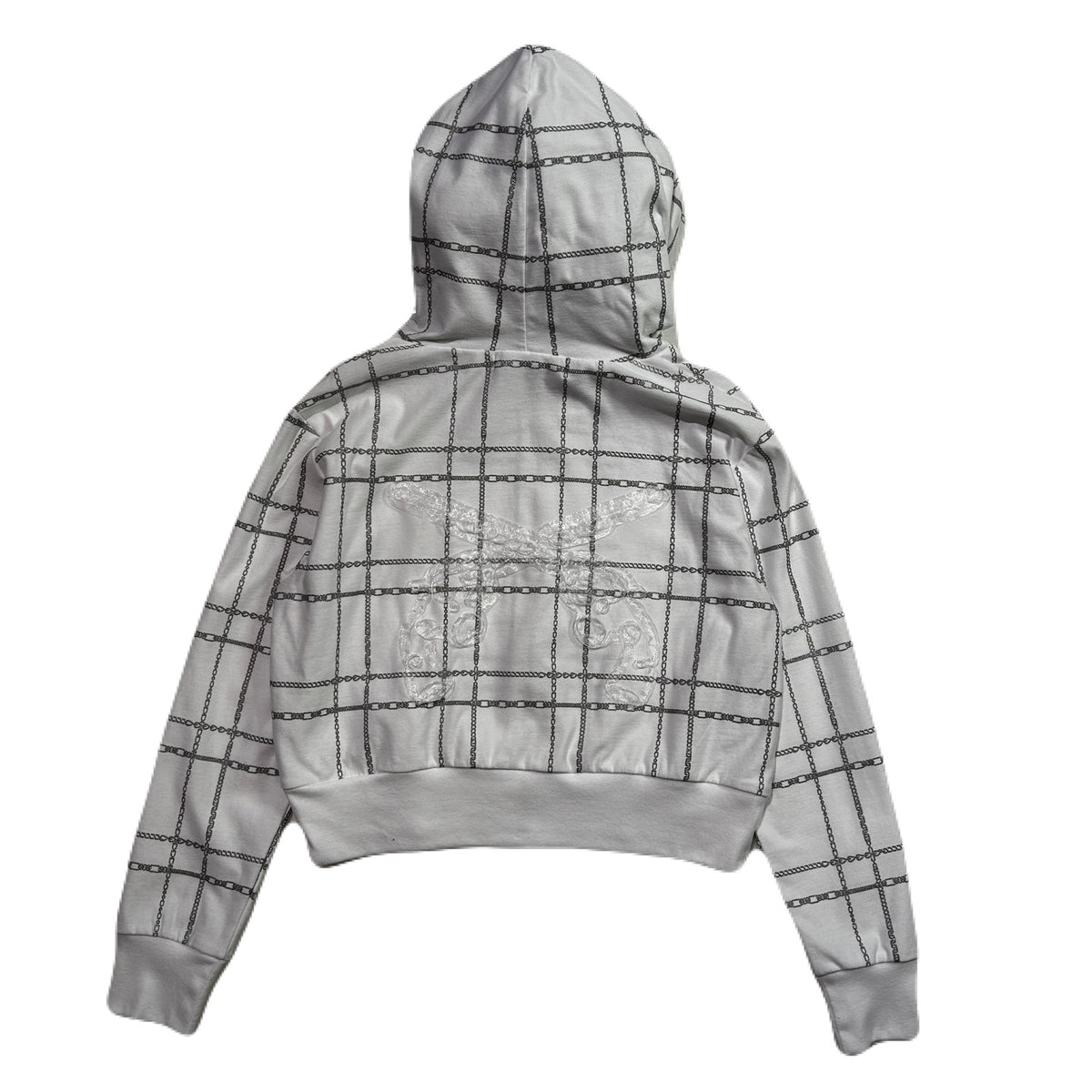 WOMENS CHAIN CHECK HOODIE / WHITE*SILVER