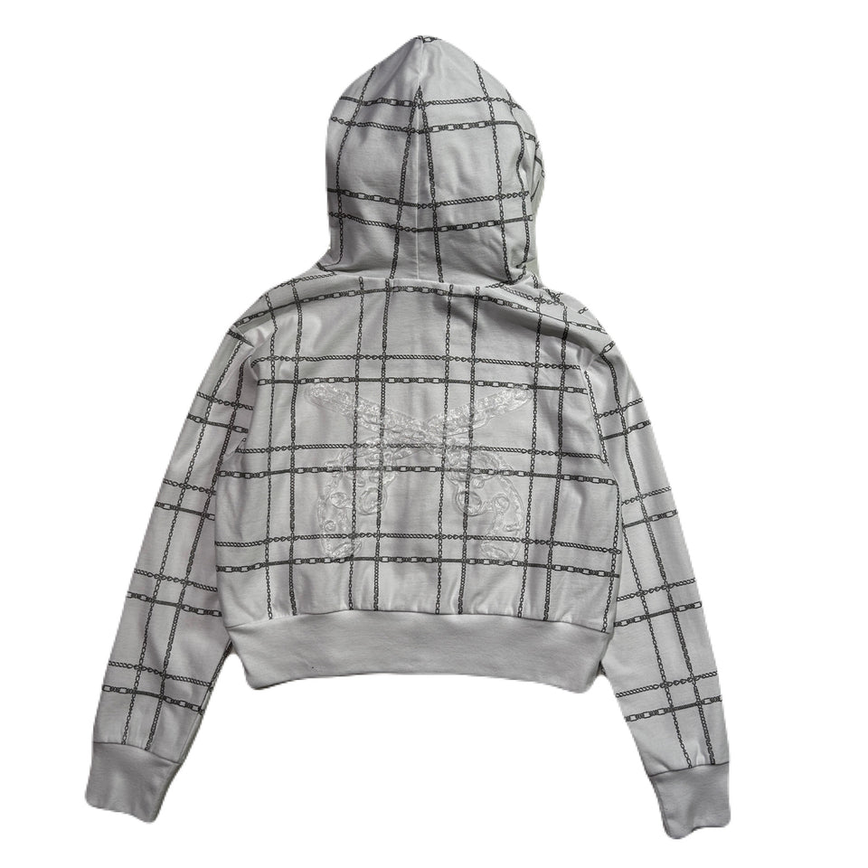 画像をギャラリービューアに読み込む, WOMENS CHAIN CHECK HOODIE / WHITE*SILVER