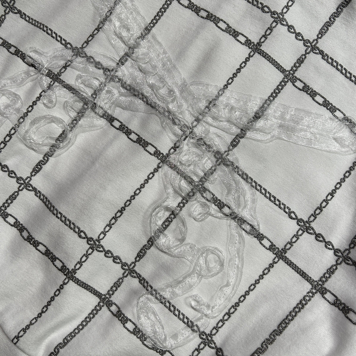 WOMENS CHAIN CHECK HOODIE / WHITE*SILVER