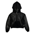 WOMENS MESH LACE HOODIE / BLACK