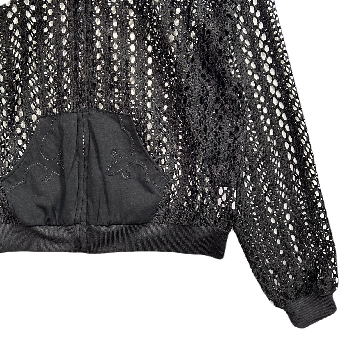 WOMENS MESH LACE HOODIE / BLACK