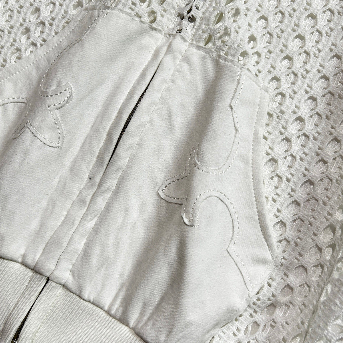 WOMENS MESH LACE HOODIE / WHITE