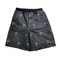 CROSS JACQUARD DENIM SHORTS / BLACK