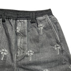 CROSS JACQUARD DENIM SHORTS / BLACK