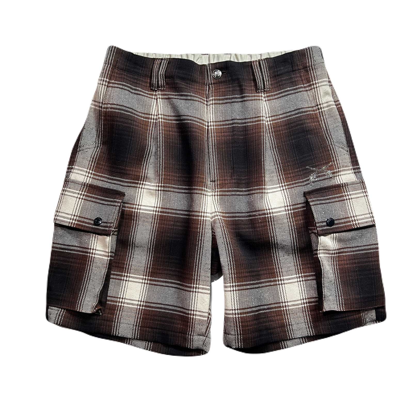 画像をギャラリービューアに読み込む, SILK CHECK SHORTS SWAROVSKI  / BROWN