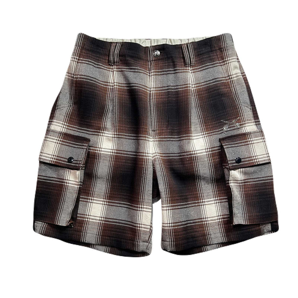 画像をギャラリービューアに読み込む, SILK CHECK SHORTS SWAROVSKI  / BROWN