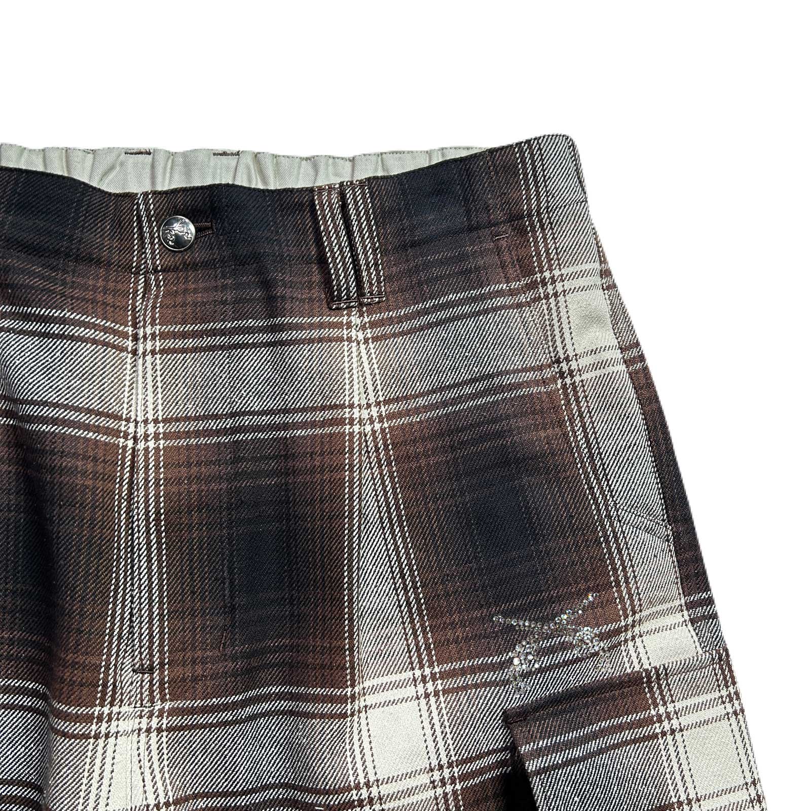 画像をギャラリービューアに読み込む, SILK CHECK SHORTS SWAROVSKI  / BROWN