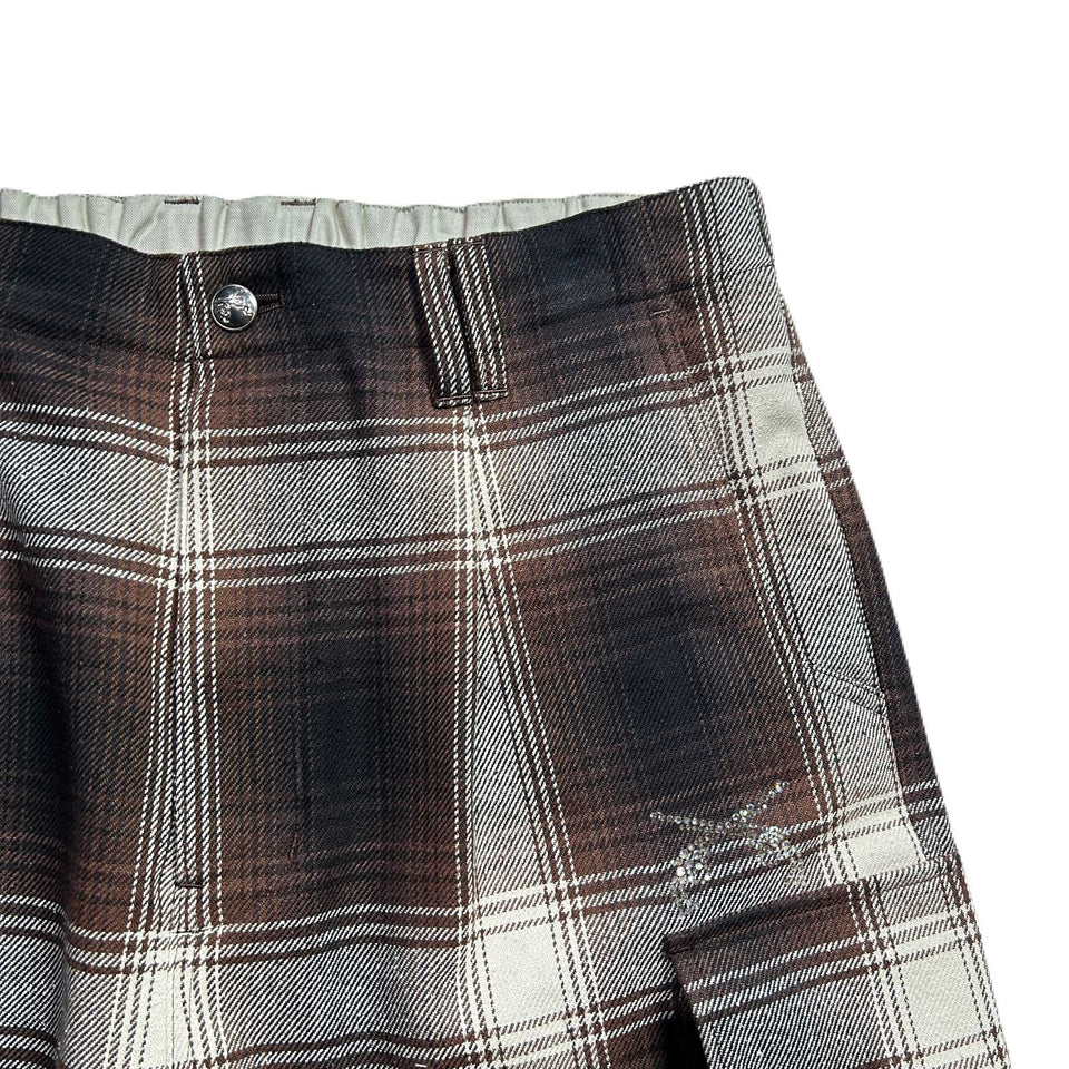 画像をギャラリービューアに読み込む, SILK CHECK SHORTS SWAROVSKI  / BROWN