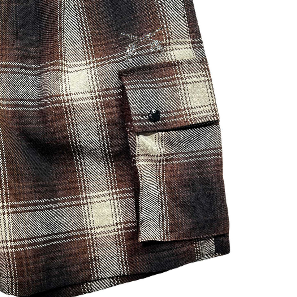 画像をギャラリービューアに読み込む, SILK CHECK SHORTS SWAROVSKI  / BROWN