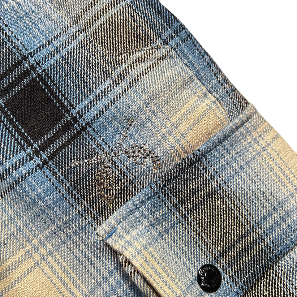 画像をギャラリービューアに読み込む, SILK CHECK SHORTS SWAROVSKI  / SAX