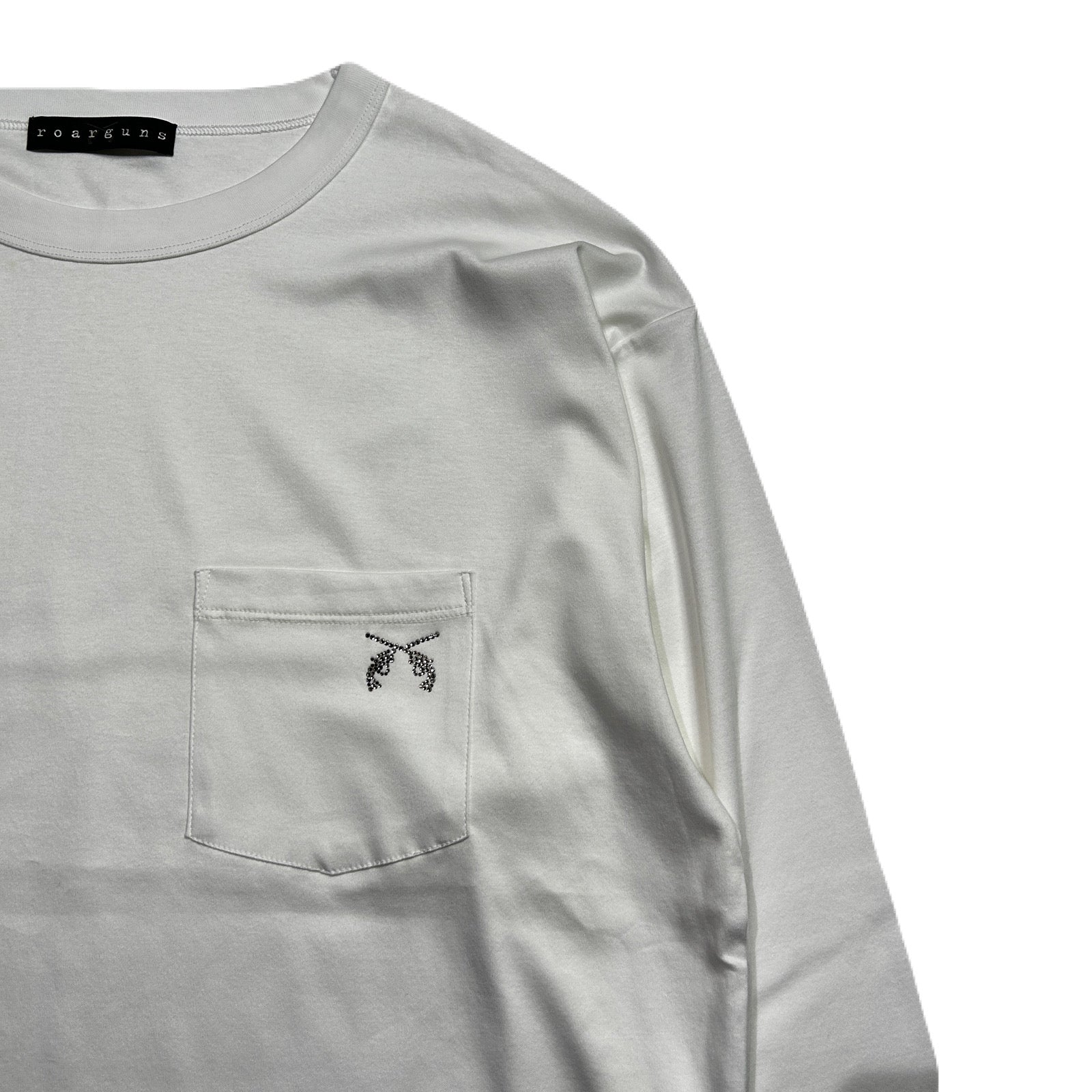 将图片加载到图库查看器，SWAROVSKI CRYSTAL CROSSGUN POCKET T-SHIRT / WHITE