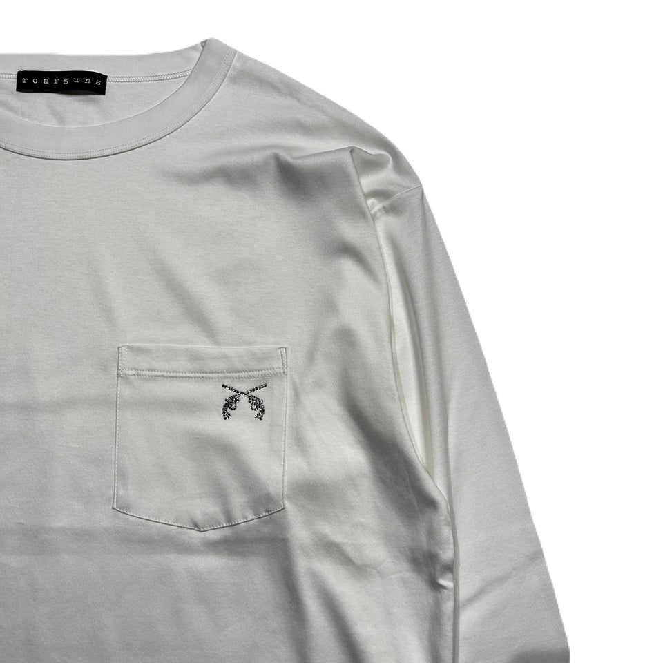 将图片加载到图库查看器，SWAROVSKI CRYSTAL CROSSGUN POCKET T-SHIRT / WHITE