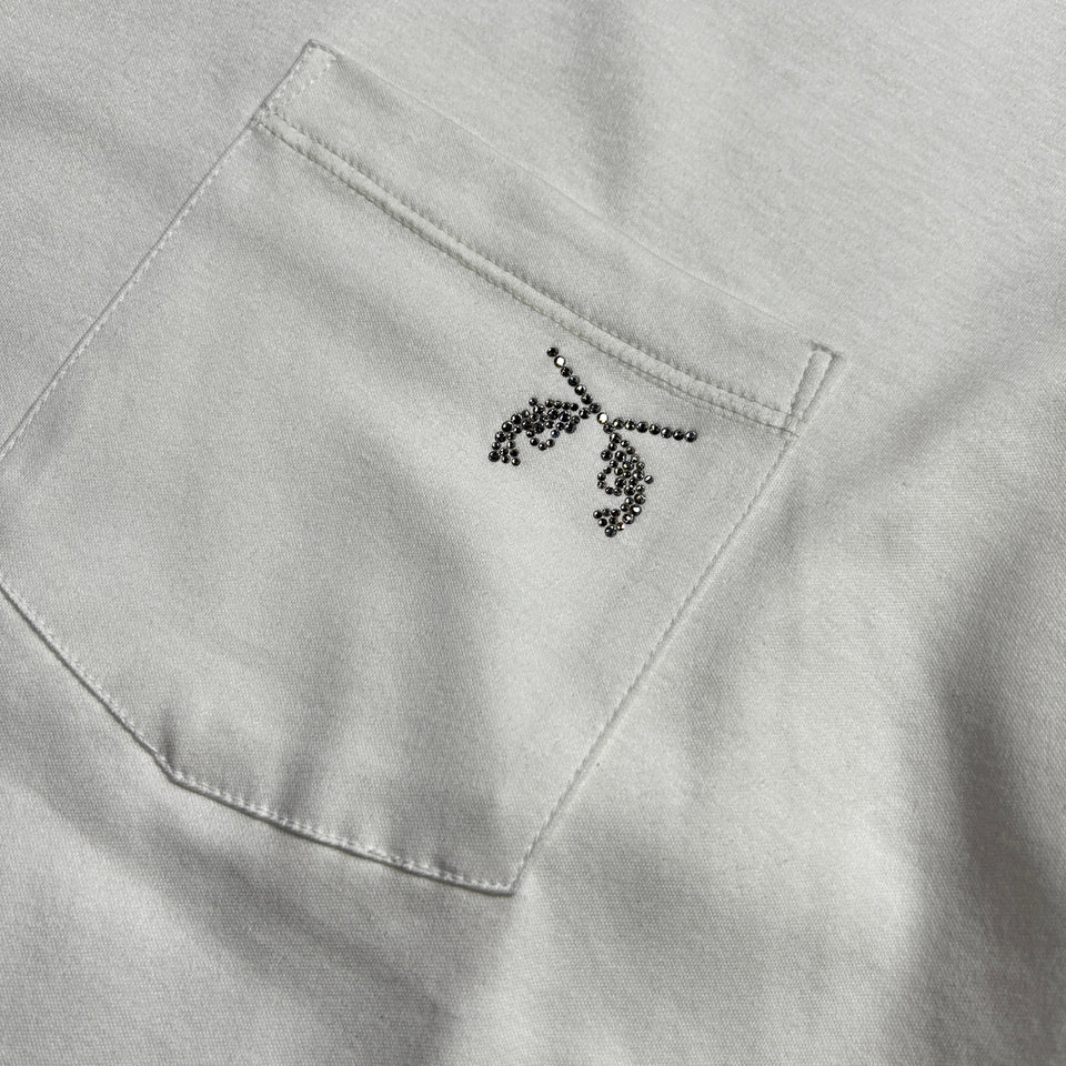 将图片加载到图库查看器，SWAROVSKI CRYSTAL CROSSGUN POCKET T-SHIRT / WHITE