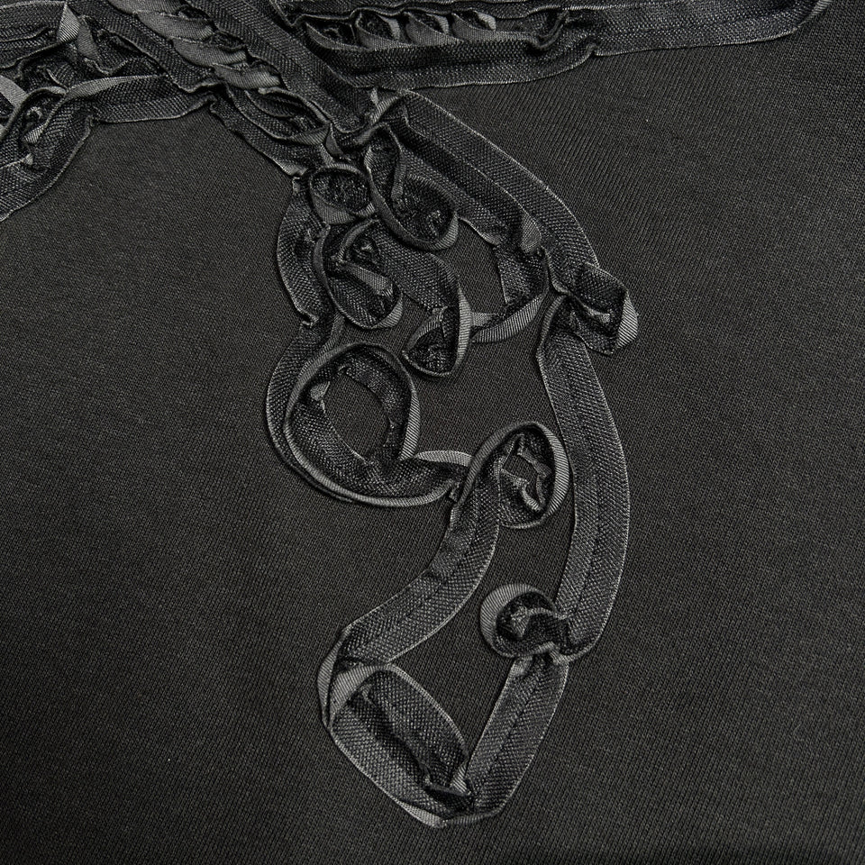 将图片加载到图库查看器，CROSSGUN TAPE EMBROIDERY T-SHIRT / BLACK