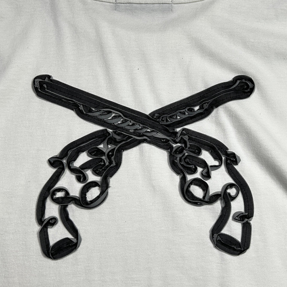 Load image into Gallery viewer, CROSSGUN TAPE EMBROIDERY T-SHIRT / WHITE