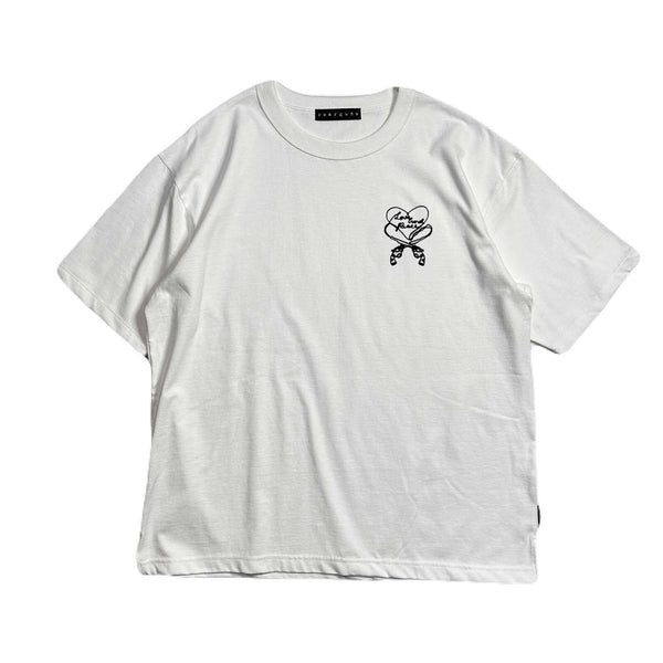 HEART CORD EMBROIDERY T-SHIRT / WHITE*BLACK