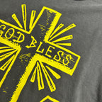 CROSS PRINT T-SHIRT / BLACK*YELLOW