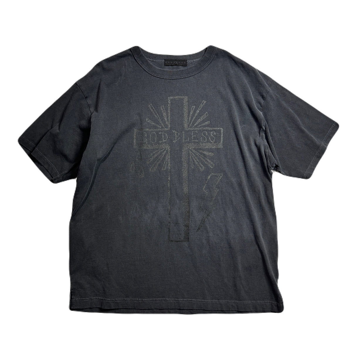 CROSS PRINT T-SHIRT / BLACK*BLACK