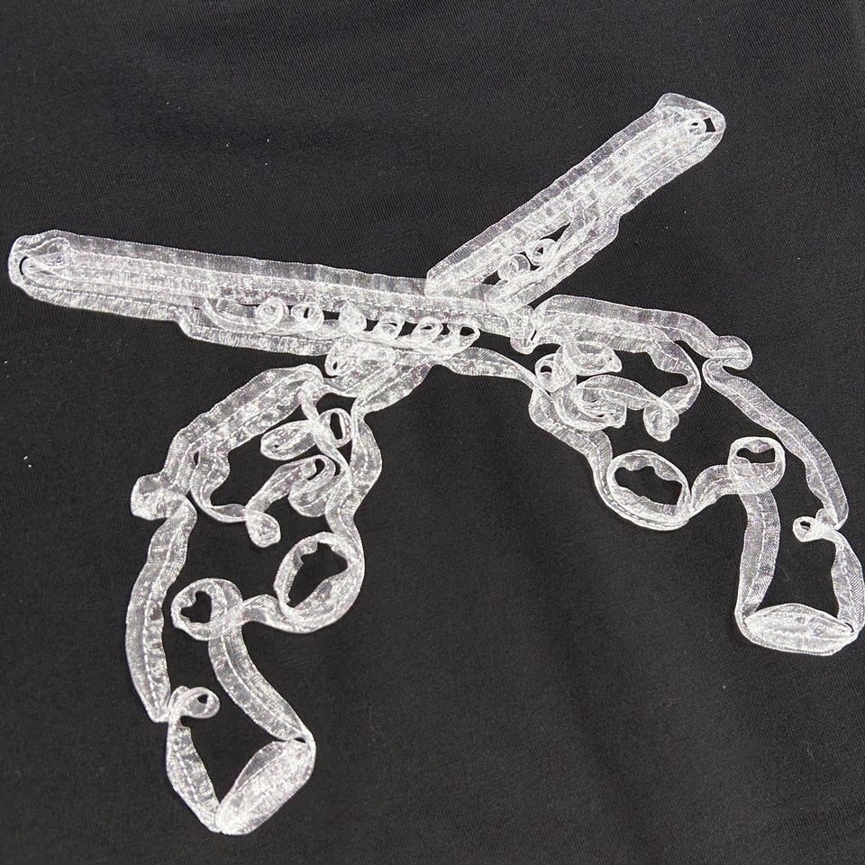 画像をギャラリービューアに読み込む, WOMENS ORGANDY CROSSGUN T-SHIRT / BLACK