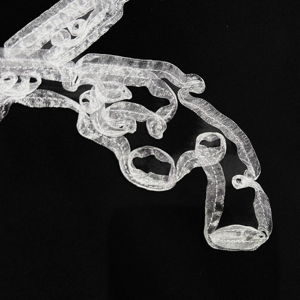 画像をギャラリービューアに読み込む, WOMENS ORGANDY CROSSGUN T-SHIRT / BLACK