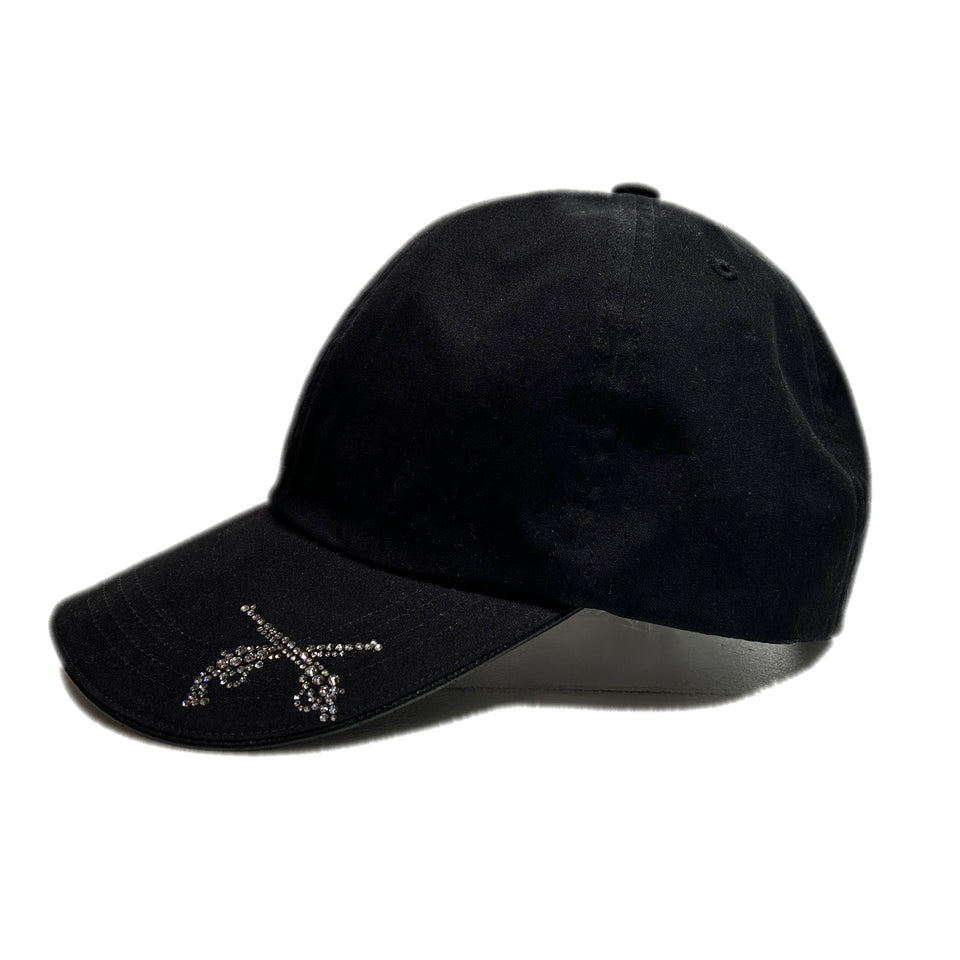 画像をギャラリービューアに読み込む, CROSSGUN CUT CRYSTAL BB CAP / BLACK*SILVER SHADE