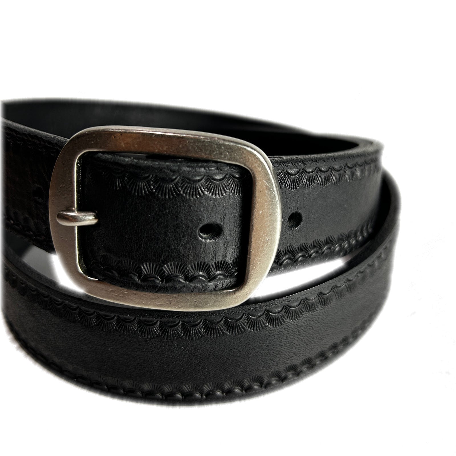 画像をギャラリービューアに読み込む, CARVING LEATHER BELT / BLACK